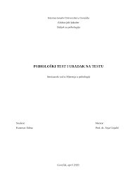 Psiholoski Test I Uradak Na Testu Zavrsni Radovi Predlog Statistika U Psihologiji Docsity