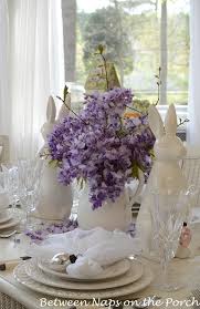 Easter is almost here and i have finally put the finishing touches on my holiday tablescape! Spring Easter Table Setting With Wisteria Centepiece Between Naps On The Porch