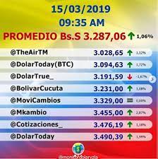 3,481,674 likes · 3,386 talking about this. Precio Del Dolartoday Y Dolar Monitor Hoy Venezuela 15 De Marzo Del 2019 Usd A Bolivares Venezolanos La Republica
