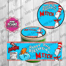 Cat In The Hat Pringles Can Labels Dr Seuss Party Supplies Seuss Party Dr Seuss Party Supplies Party Supplies