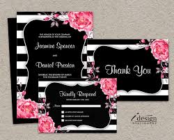Elegant Wedding Invitation Sets Printable Floral Black And White Stripe Wedding Invit Elegant Wedding Invitations Wedding Invitation Sets Wedding Invitations