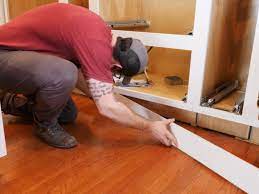 Consider a rounded trim piece or cap to finish the side (s) in every location the kick is exposed like this. How To Install Kitchen Cabinets And Remove Them Kitchen Remodel Pt 1 Crafted Workshop