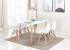 On sale for $169.99 original price $179.99 $ 169.99 $179.99. Amazon Com Homesailing White Wood Dining Table And 4 Chairs Set 5 Pieces Kitchen White Wooden Dining Table And 4 Retro Eiffel Plastic Chairs For Dining Room Restaurant Office Tea Room Home