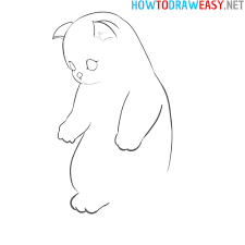 The tail is long and fluffy, with a round tip. How To Draw A Cute Cat How To Draw Easy