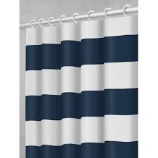 Smart Shower Curtains Porter Stripe Fabric With Attached Hooks Indigo Maytex Blue In 2019 Fabric Shower Curtains Striped Shower Curtains Curtains