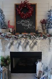 Black And White Fireplace Decor Buffalo Check Inspired Christmas Living Room Fireplace And Mantle Decor Black Christmas Decor Inspiration Christmas Living Rooms Christmas Mantel Decorations