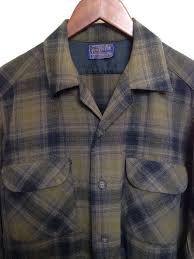 1950s Pendleton Wool Plaid Shirt Olive Green Black 50s Etsy Wool Plaid Pendleton Wool Pendleton