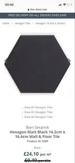Hexagon Matt Black 14 2cm X 16 4cm Wall Floor Tile In 2020 Tiles Direct Flooring How To Level Ground