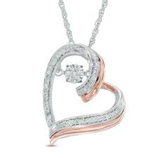 With zales, we make shopping easy and fun. Unstoppable Love Diamond Accent Tilted Heart Pendant In Sterling Silver And 10k Rose Gold Zales