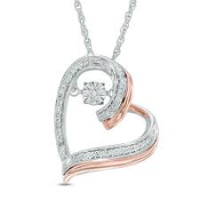 With zales, we make shopping easy and fun. Unstoppable Love Diamond Accent Tilted Heart Pendant In Sterling Silver And 10k Rose Gold Zales