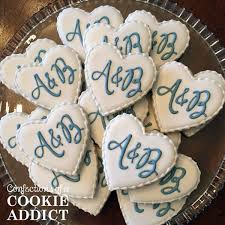 Monogrammed Heart Cookies Monogrammed Wedding Cookies Bridal Shower Cookies Favors Bridal Shower Cookies