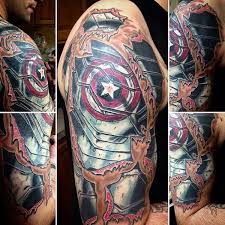 One captain america design may depict him running with for starters, this gives you a general idea of what captain america tattoos look like. 70 Captain America Tattoo Designs For Men Superhero Ink Ideas