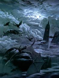 Top nazgul images & wallpapers fadia haine, by clancy cosens wallpaper for pc: The Winged Nazgul Leaving Sauron Barad Dur Second Age 825x1080 Wallpaper Teahub Io
