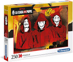 Otto ladri si barricano nell'edificio della zecca spagnola con alcuni ostaggi, mentre una mente criminale manipola la polizia per mettere in atto il suo piano. La Casa Di Carta Money Heist 250 Teile Clementoni Puzzle Online Kaufen
