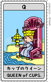 The queen of cups is the thirteenth card in the cups suit. Tarot Card Cup Queen Cute Deformed Japanese Stock Illustration 55072607 Pixta