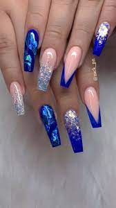 Blue Pink Nails Blue Acrylic Nails Fall Acrylic Nails Best Acrylic Nails