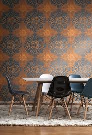 Trendy Blue And Burnt Orange Lace Medallion Wallpaper From Wallquest S Nova Collection Medallion Wallpaper Large Geometric Wallpaper Wallpaper Lounge