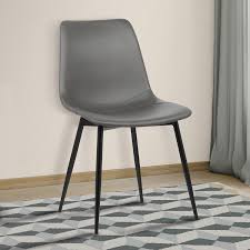 Armen Living Lcmochgrey Monte Dining Chair In Grey Faux Leather And Auburn Bay Finish In 2020 Faux Leather Dining Chairs Dining Chairs Leather Dining Chairs