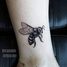 Lovely Little Bee Tattoo Done With Only Black Ink By Phil Tworavens Bee Tattoo Bug Tattoo Tattoos