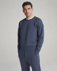 Rag & bone interlock slim fit heathered polo shirt. Classic Blue Crewneck Sweatshirt For Men Rag Bone