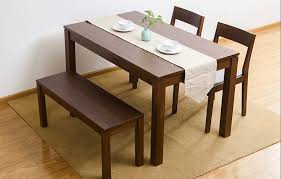Rustic 5 piece dining set including a table and four chairs, this classic dining set offers a charming light, rustic oak finish and comes with the most stunning dark brown bonded leather upholstery accentuated by. China Oak Wood Dining Set One Table With Two Chairs And One Bench M X1094 China Dining Set Set