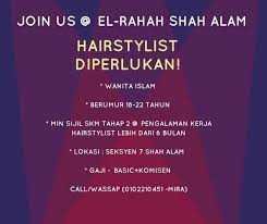Hi, kami mohon maaf atas via twitter.com. Salam Hairstylist Wanted Di Kerja Kosong Shah Alam Facebook