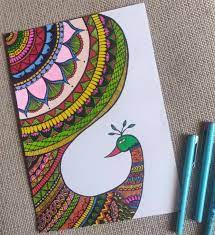 Peacock Color Mandala Art Artyarsh Creative World Outline ormanental flowers pattern vector. peacock color mandala art artyarsh
