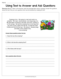 Text is the exact, original words written by an author. Using Text To Answer And Ask Questions Worksheet Have Fun Teaching