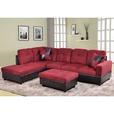 The modular design of a sectional offers the freedom to rearrange your room to fit your changing needs. For U Furnishing Charming Red Microfiber Sectional Sofa Left Facing Chaise 74 5 D X 103 5 W X 35 H Walmart Com Walmart Com