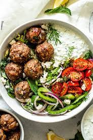 Greek Meatballs With Tzatziki Sauce All The Healthy Things Recipe Greek Recipes Recipes Greek Meatballs