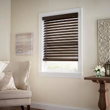 Home Decorators Collection Espresso Cordless 2 1 2 In Premium Faux Wood Blind 37 In W X 64 In L Act Premium Faux Wood Blinds Wood Blinds Faux Wood Blinds