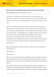 3M Transcript for the following interview: Rules & Procedures in Safety