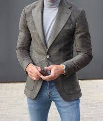 Grey Wool Blazer With Grey Turtleneck Outfits For Men 17 Ideas Outfits Lookastic