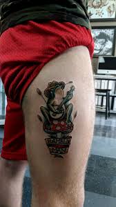 Lord I Was Born A Ramblin Man American Traditional Thigh Piece Traditional Thigh Tattoo Thigh Piece Thigh Tattoo