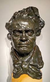 Life size bronze bust of Beethoven.