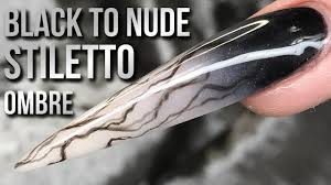Ombre nails have recently become a popular design, and there's no question as to why. Black To Nude Acrylic Ombre Fade Extreme Stiletto Nail Youtube