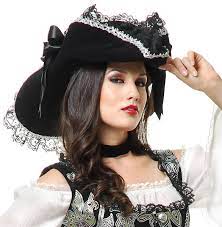 Womens Pirate Hat With Black Bow With Silver Trim Pirate Hats Fancy Dress Costumes Black Bow