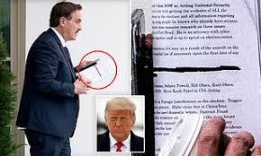 Mypillow ceo mike lindell has welcomed a lawsuit seeking damages of $us1.3 billion over his mypillow ceo mike lindell at the white house on january 15, waiting for a meeting with donald. Donald Trump Holds Talks With Mypillow Ceo Mike Lindell Who Brandishes Notes About Martial Law Daily Mail Online