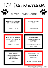 Among these were the spu. 101 Dalmatians Trivia Quiz Free Printable The Life Of Spicers