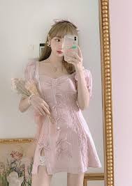 ガーリーファッションの上品ハートカットスリット入りワンピース bobon21 ボボンニジュウイチ cute fashion fairy dress girly dresses