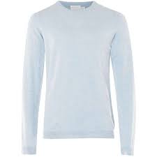 Topman Premium Light Blue Merino Crew Neck Jumper Mens Cardigan Sweater Long Sleeve Tshirt Men Mens Jumpers