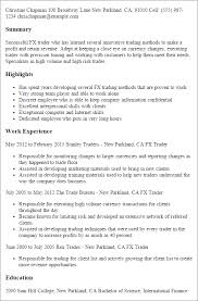1 Fx Trader Resume Templates Try Them Now Myperfectresume