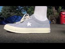 Tyler's signature floral detailing is present around the one star logo on each side of the shoe and on the orange and white rubber. Converse Golf Le Fleur Blue One Star Youtube