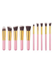 10 piece pink and gold makeup brush set