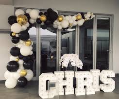 Elegant Black And Gold Balloon Arch Black And White Set Up Looks Amazing With The Gold Highlights Hope You Had A Fabulous Birth Black Gold Party Black And Gold Balloons Black And White Balloons