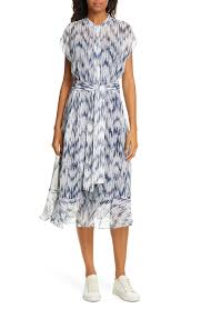 Club Monaco Dremah Silk Midi Dress In Navy Multi Modesens Silk Midi Dress Fashion Clothes Women Midi Dress