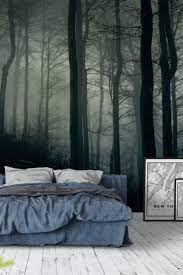 They sized the mural to my wall measurements and printed it within 48 hours! Foggy Dark Forest Wallpaper Forest Wallpaper Bedroom Forest Wall Mural Forest Wallpaper
