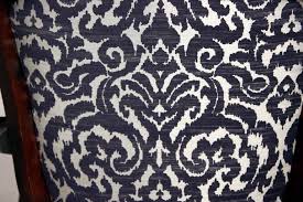 Amazing gallery of interior design and decorating ideas of damask dining chairs in dens/libraries/offices, dining rooms, kitchens, entrances/foyers by elite interior designers. Six Dining Room Chairs With Navy Velvet And Damask Fabric For Sale At 1stdibs