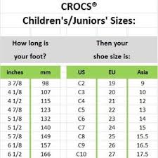 crocs shoes size chart