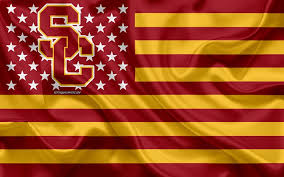 Download, share or upload your own one! Download Wallpapers Usc Trojans American Football Team Creative American Flag Red Yellow Flag Ncaa Los Angeles California Usa Usc Trojans Logo Emblem Silk Flag American Football For Desktop Free Pictures For Desktop Free